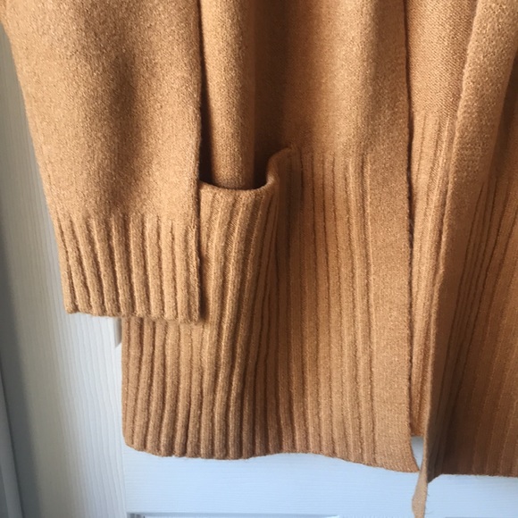 Mustard Ribbed Accent Open Front Cardigan - Picture 3 of 5